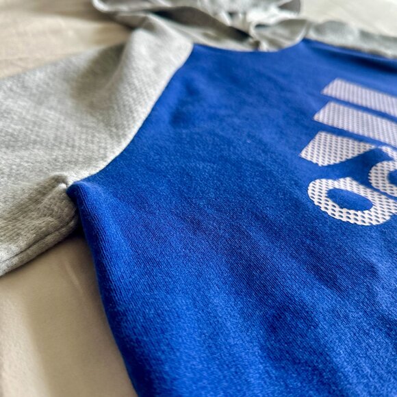 Adidas Women’s Short Sleeve Hoodie – Size Small – Blue & Gray Pullover Top - Picture 2 of 3